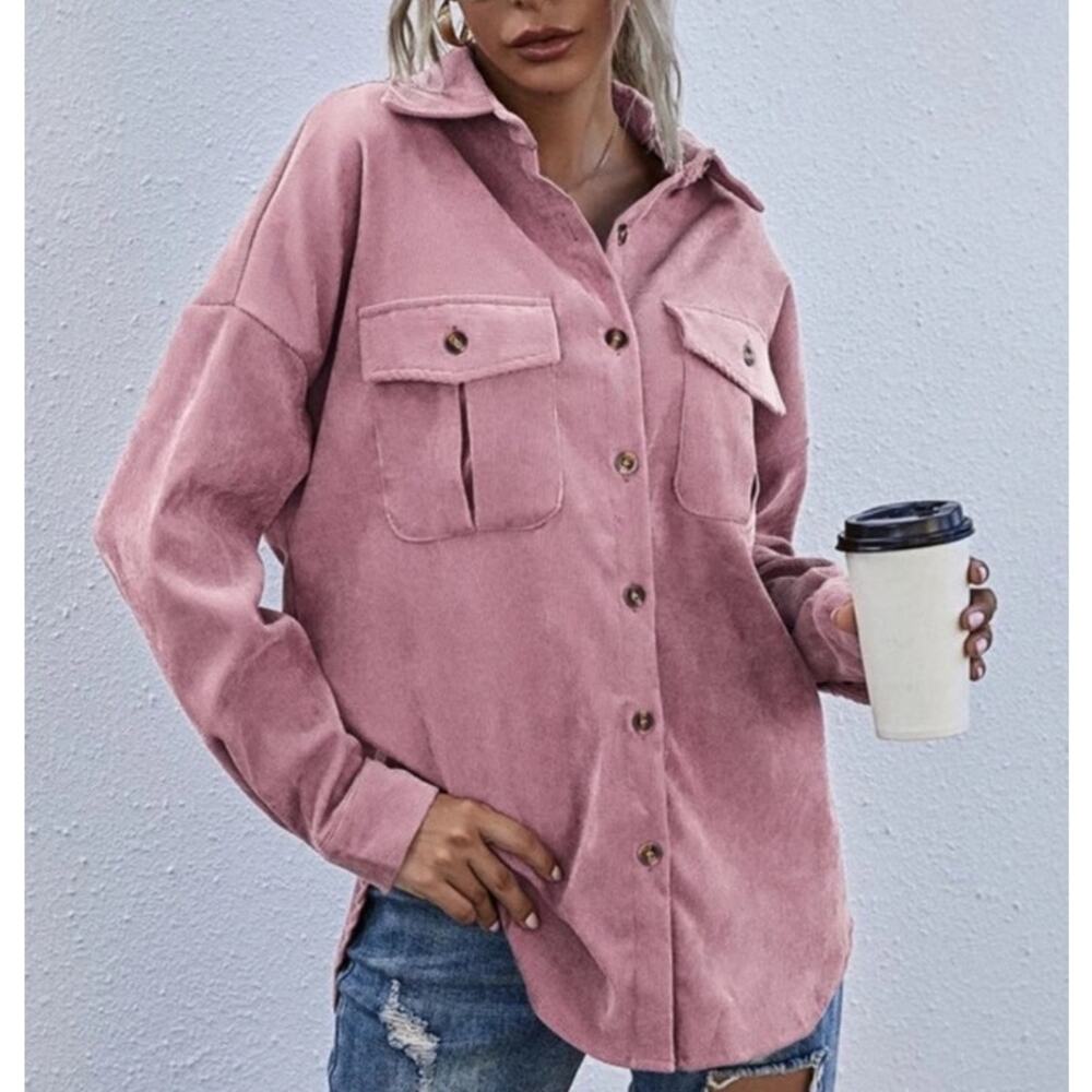 SHEIN Pink Button Down Shirt for Women